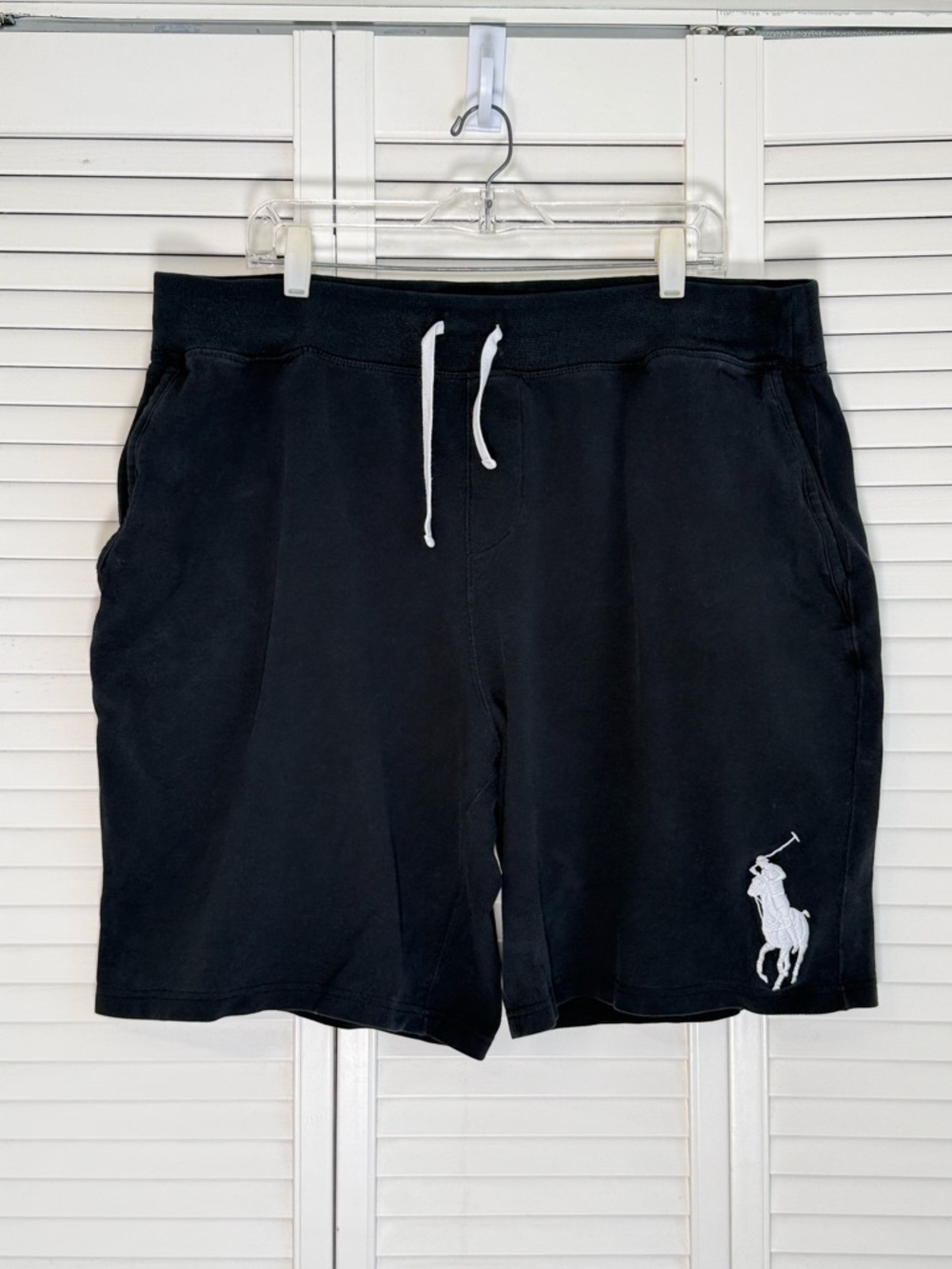 Polo Ralph Lauren Shorts Men's 2XLT Black Big Pony Pique Knit Lounge Drawstring